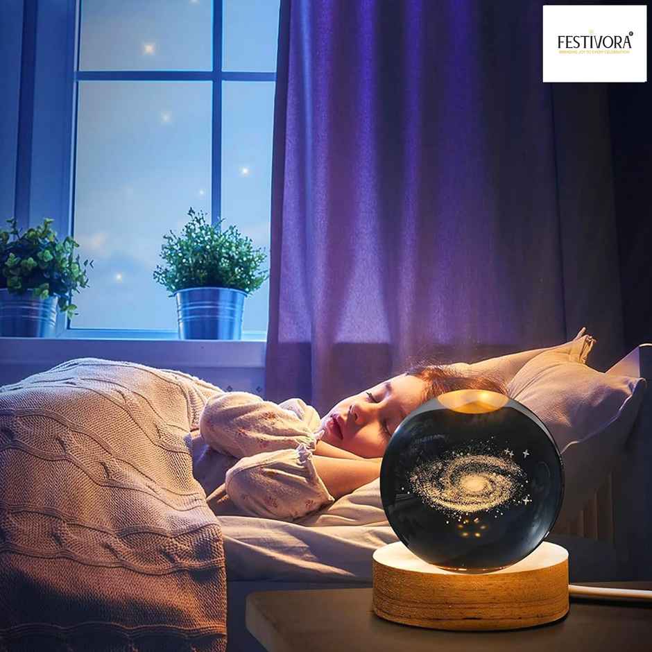 Festivora 3D Galaxy Crystal Ball Night Led Lamp | Gifting | Home Decor