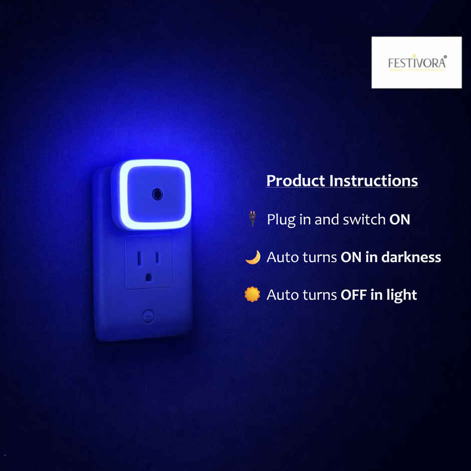 Festivora Smart Night Sensor Blue Light Bulb | Auto ON in Dark, OFF in Bright