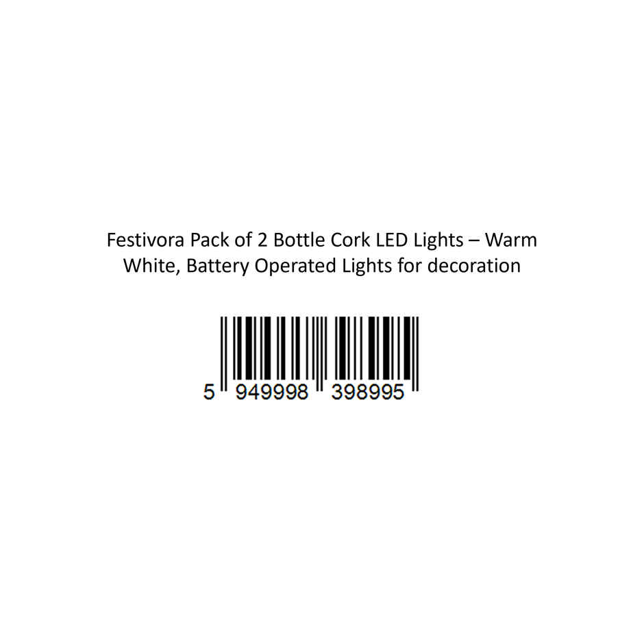 Festivora Pack of 2 Bottle Cork LED Lights - Warm White, Battery Operated Lights for Decoration