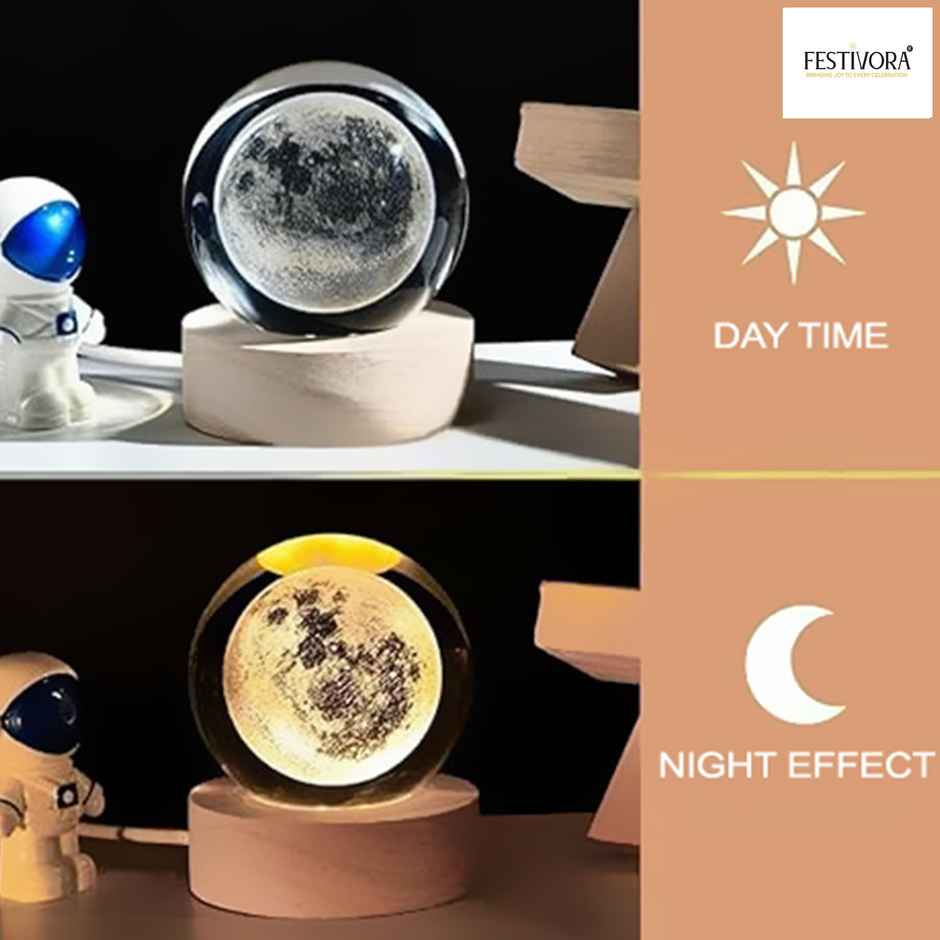 Festivora 3D Moon Crystal Ball Night Led Lamp | Gifting | Home Decor