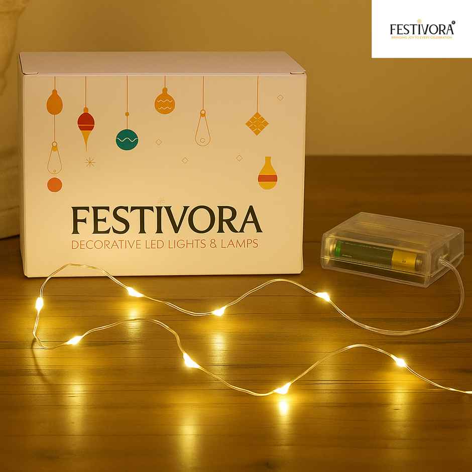 Festivora Battery Powered Copper Wire Led String Lights | Warm White Color For Decoration