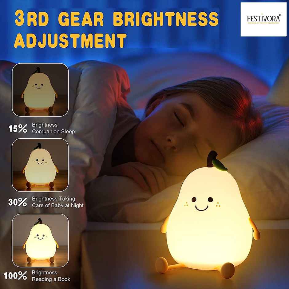 Festivora Rechargeable Happy Pear Silicon Led Lamp | Color Changing | Gifting | Home Decor