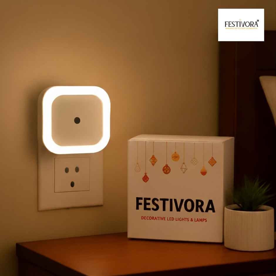 Festivora Smart Night Sensor Warm White Light Bulb | Automatic On/Off Dim Led | Night Light Combo 