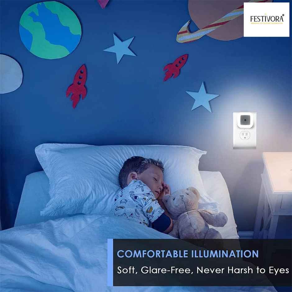 Festivora Smart Night Sensor White Light Bulb | Automatic On/Off Dim Led | Night Light, White Colour