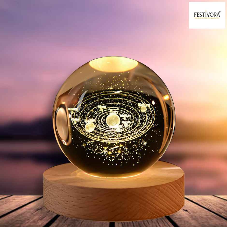 Festivora 3D Solar System Crystal Ball Night Led Lamp | Gifting | Home Decor