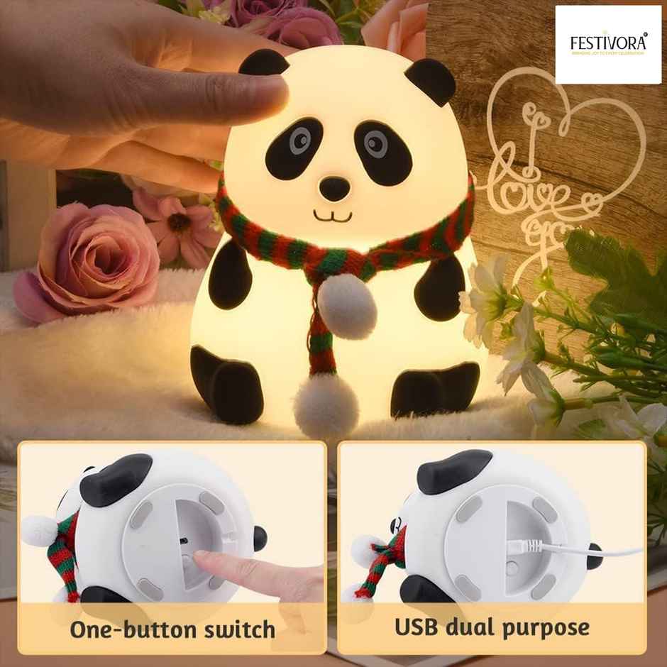 Festivora Rechargeable Cute Panda Silicon Led Lamp | Color Changing | Assorted Designs