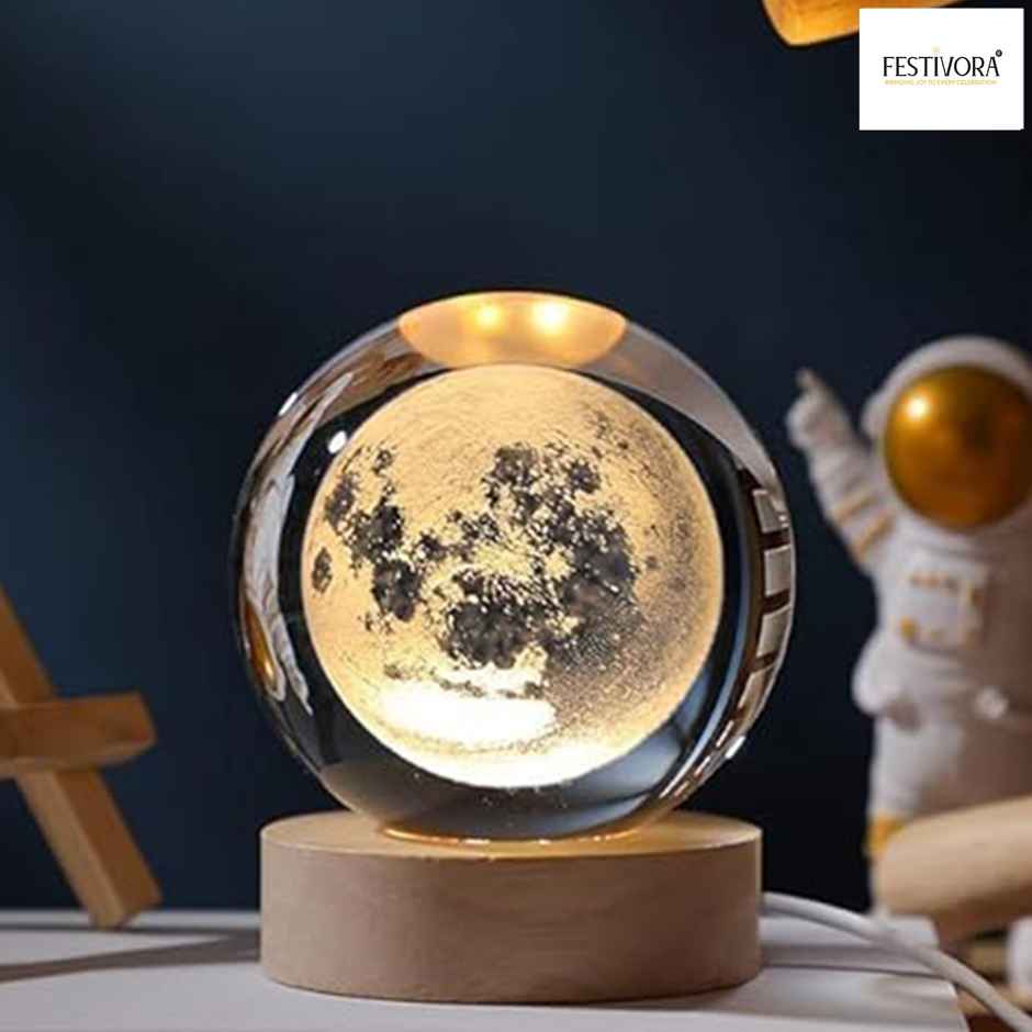Festivora 3D Moon Crystal Ball Night Led Lamp | Gifting | Home Decor
