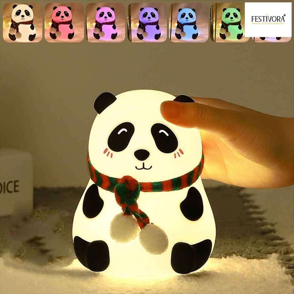 Festivora Rechargeable Cute Panda Silicon Led Lamp | Color Changing | Assorted Designs