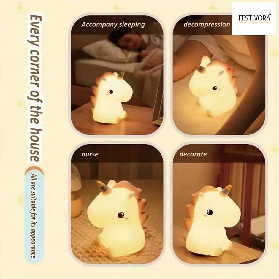 Festivora Rechargeable Unicorn Silicon Led Lamp | Color Changing | Gifting | Home Decor