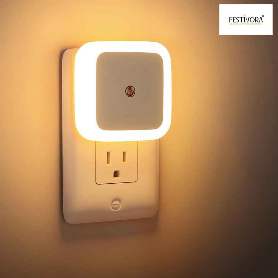 Festivora Smart Night Sensor Warm White Light Bulb | Automatic On/Off Dim Led | Night Light Combo 