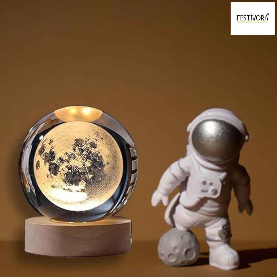 Festivora 3D Moon Crystal Ball Night Led Lamp | Gifting | Home Decor