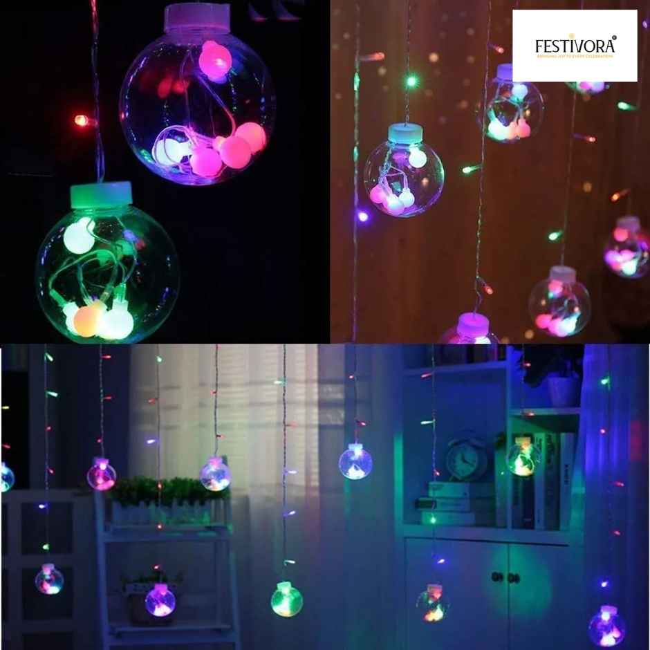 Festivora 12 Wish Ball LED Curtain String Lights - 3m, 138 LEDs Multicolor Decorative Lights