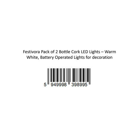 Festivora Pack of 2 Bottle Cork LED Lights - Warm White, Battery Operated Lights for Decoration