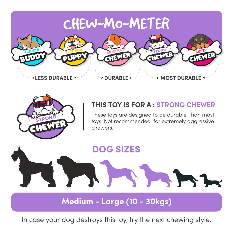 BarkButler Chu The Bone - Dog Chew Toy | 100% Natural Rubber Pet Toys | Adult Dog Toys For 10-30kg