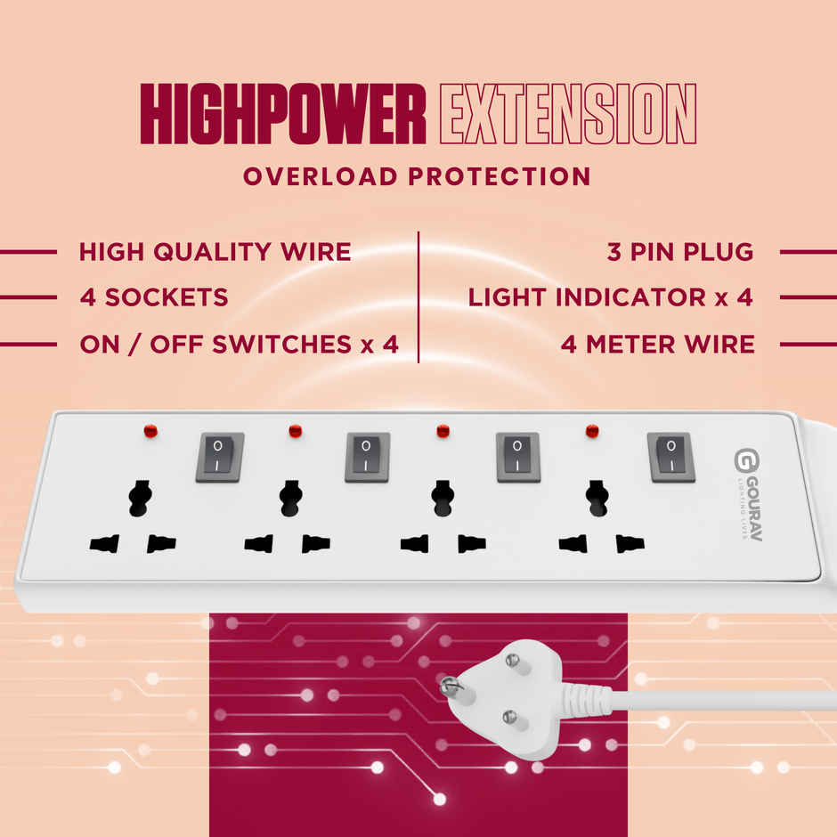 Gourav ProGuard 4 Plus 4 4 Meter Power Strip