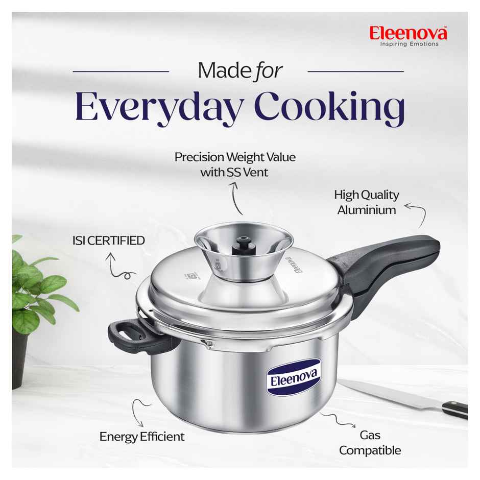 Eleenova Legacy Anti Spill Stainless steel Outer Lid Pressure Cooker with Spill Bowl | 5 L