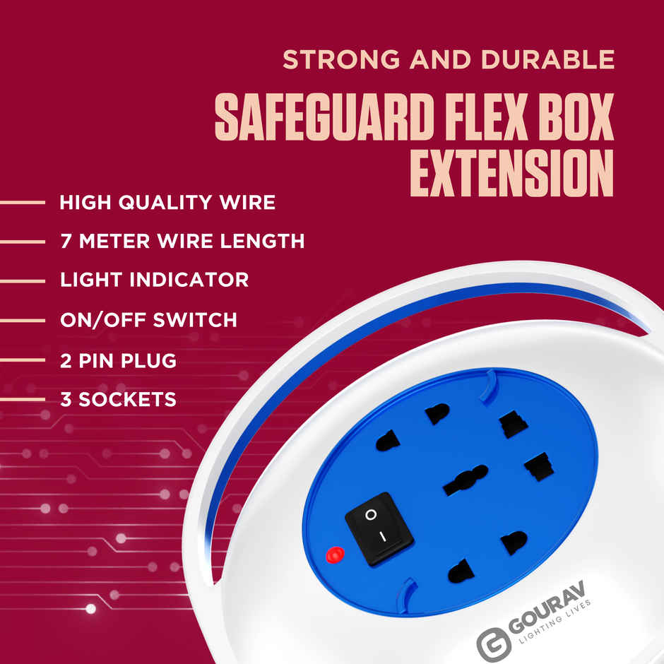 Gourav SafeGuard Flex Box 7 Meter Extension Cord