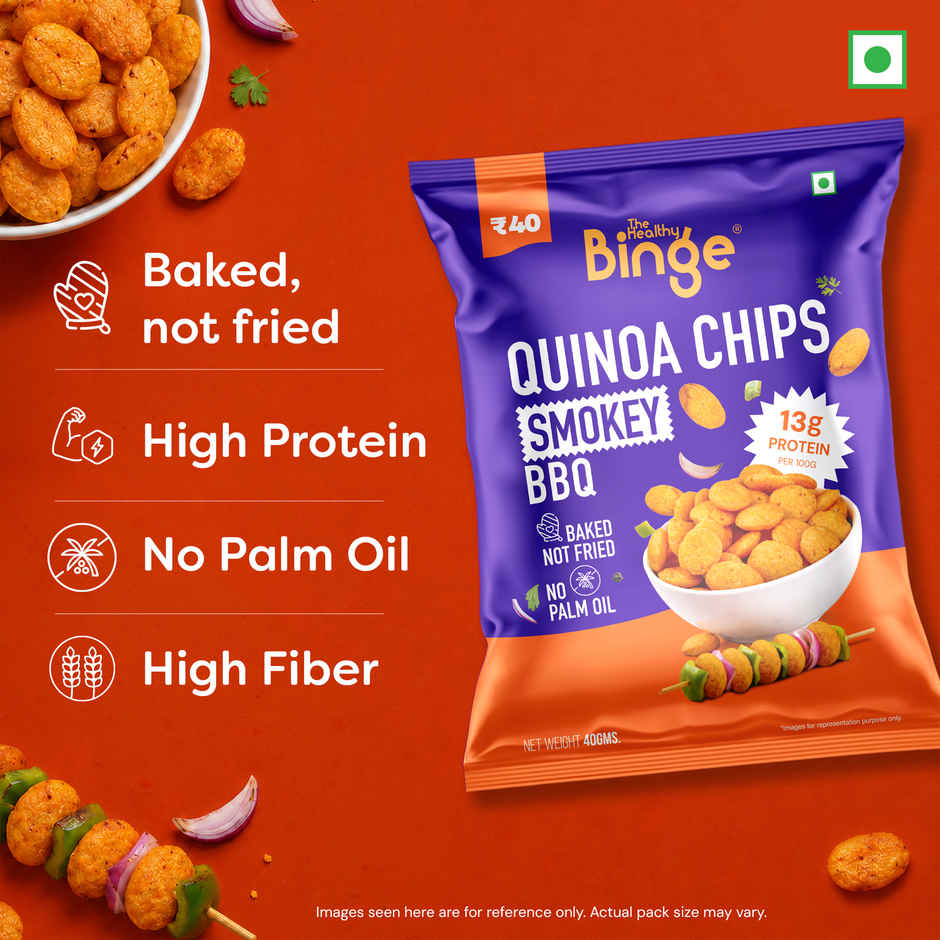 The Healthy Binge Quinoa Baked Chips Smokey Bbq -High Protein And Fibre Combo