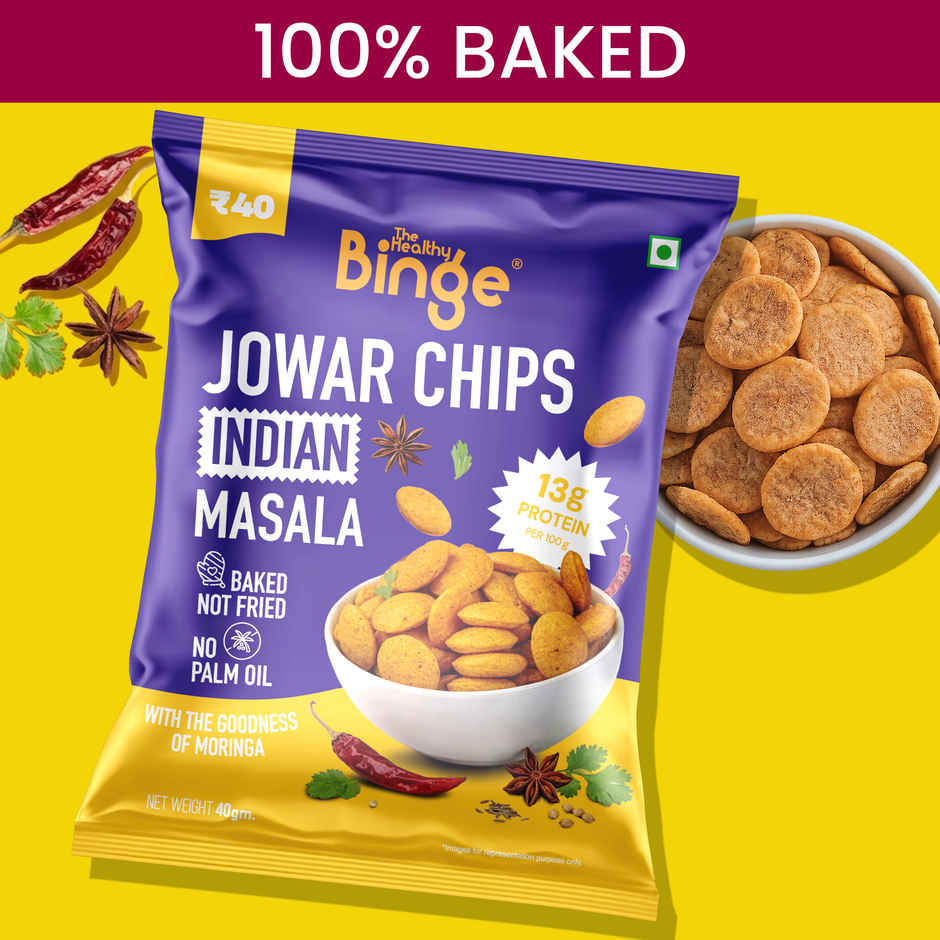 The Healthy Binge Moringa Jowar Baked Chips Indian Masala | High Protein & Fibre