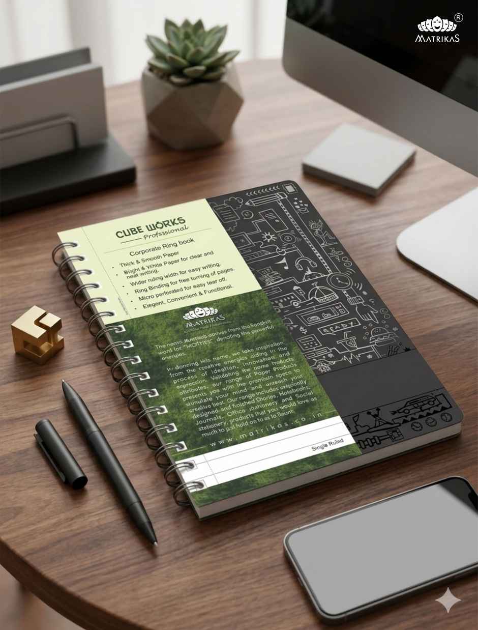 Matrikas Cubeworks Black PP Single Subject Notebook |Ruled| Wire-O-Wire |B5 Size |160 Pages
