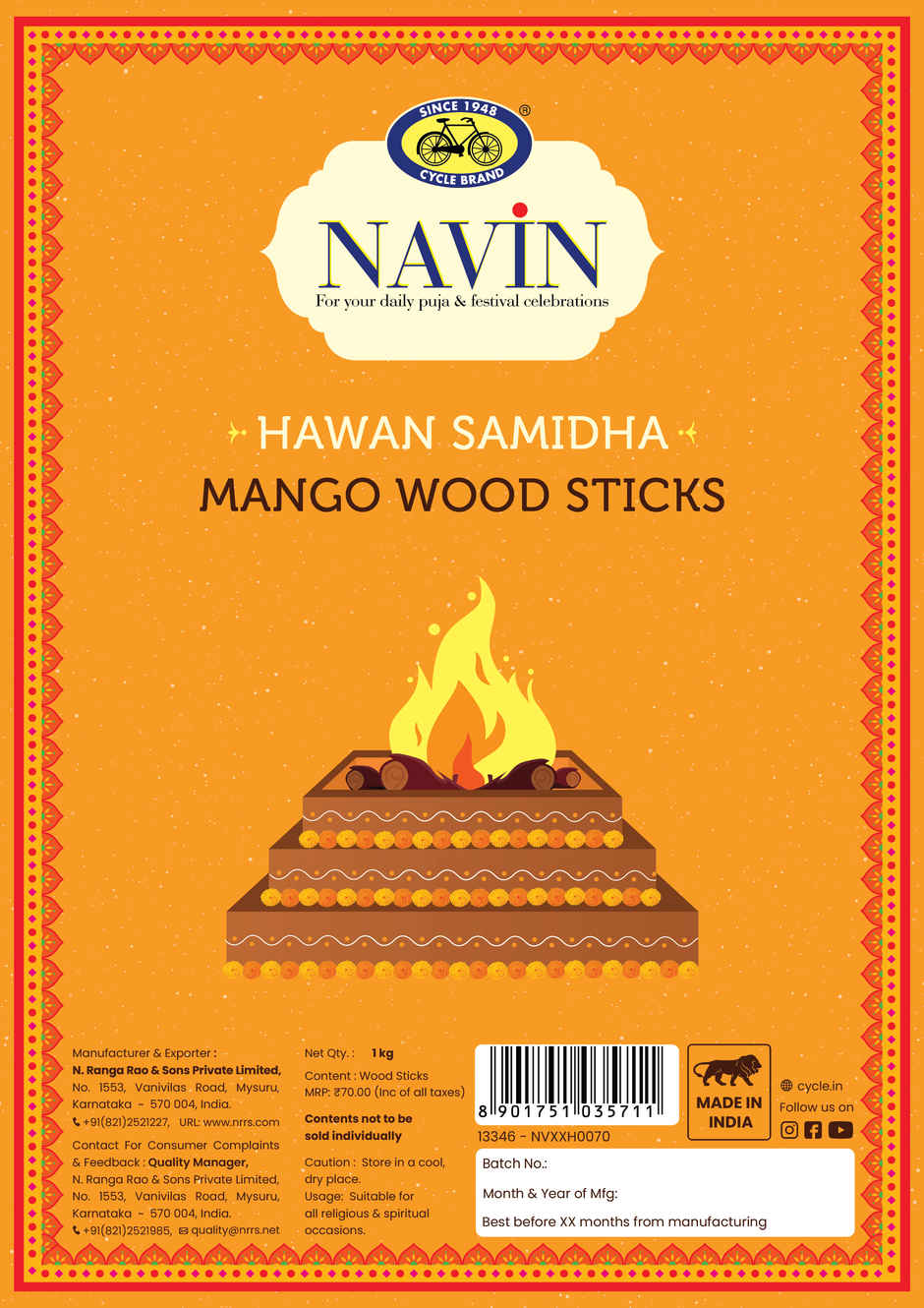 Hawan Samidha Mango Wood Sticks | Puja & Havan | Cycle