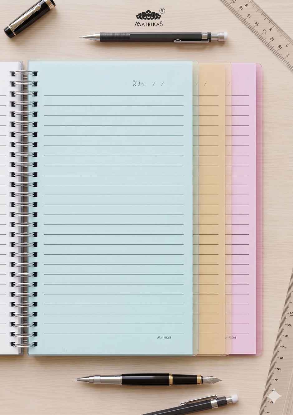 Matrikas Cubeworks NEON Spiral 5 Subject Notebook |Ruled| Wire-O-Wire| A5 Size | 300 Pages | Assorted