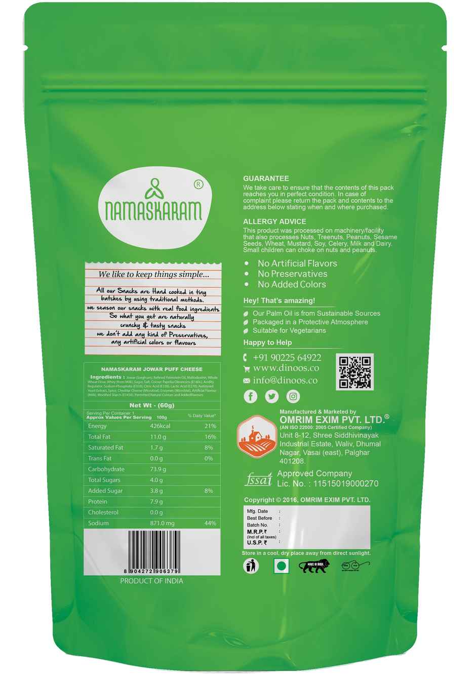 Namaskaram Jowar Puff Cheese