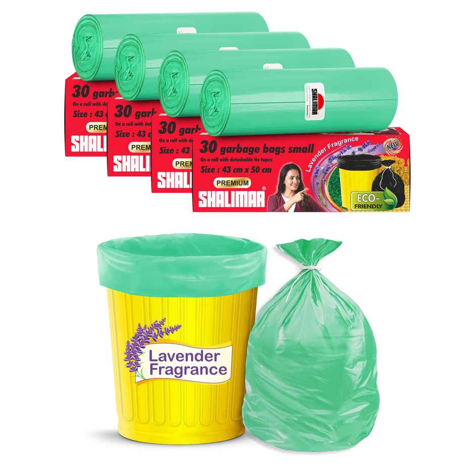 Shalimar Small Garbage Bags 17 x 19 Inches | 4 Pack ( 120 pcs ) - Green