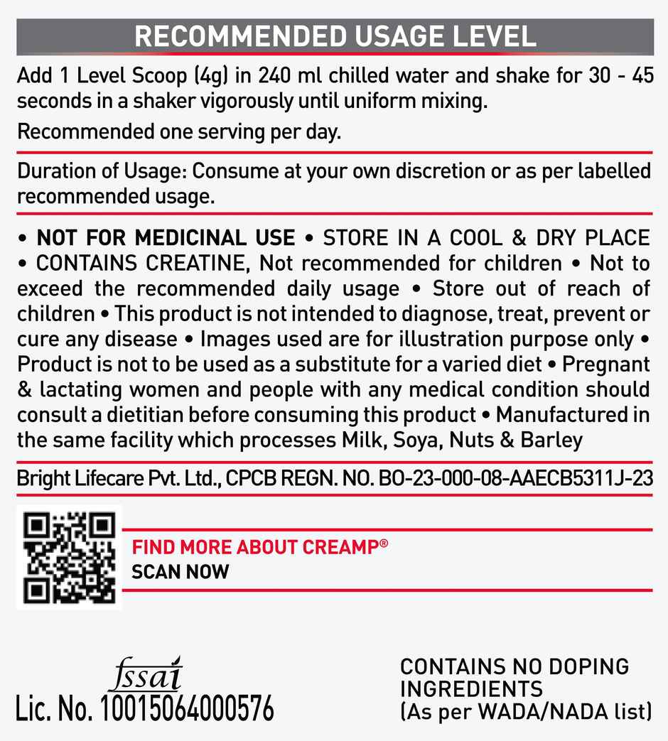 Muscleblaze Creatine Monohydrate Creamp With Creabsorb(Citrus Blast, 100G, 25 Servings)