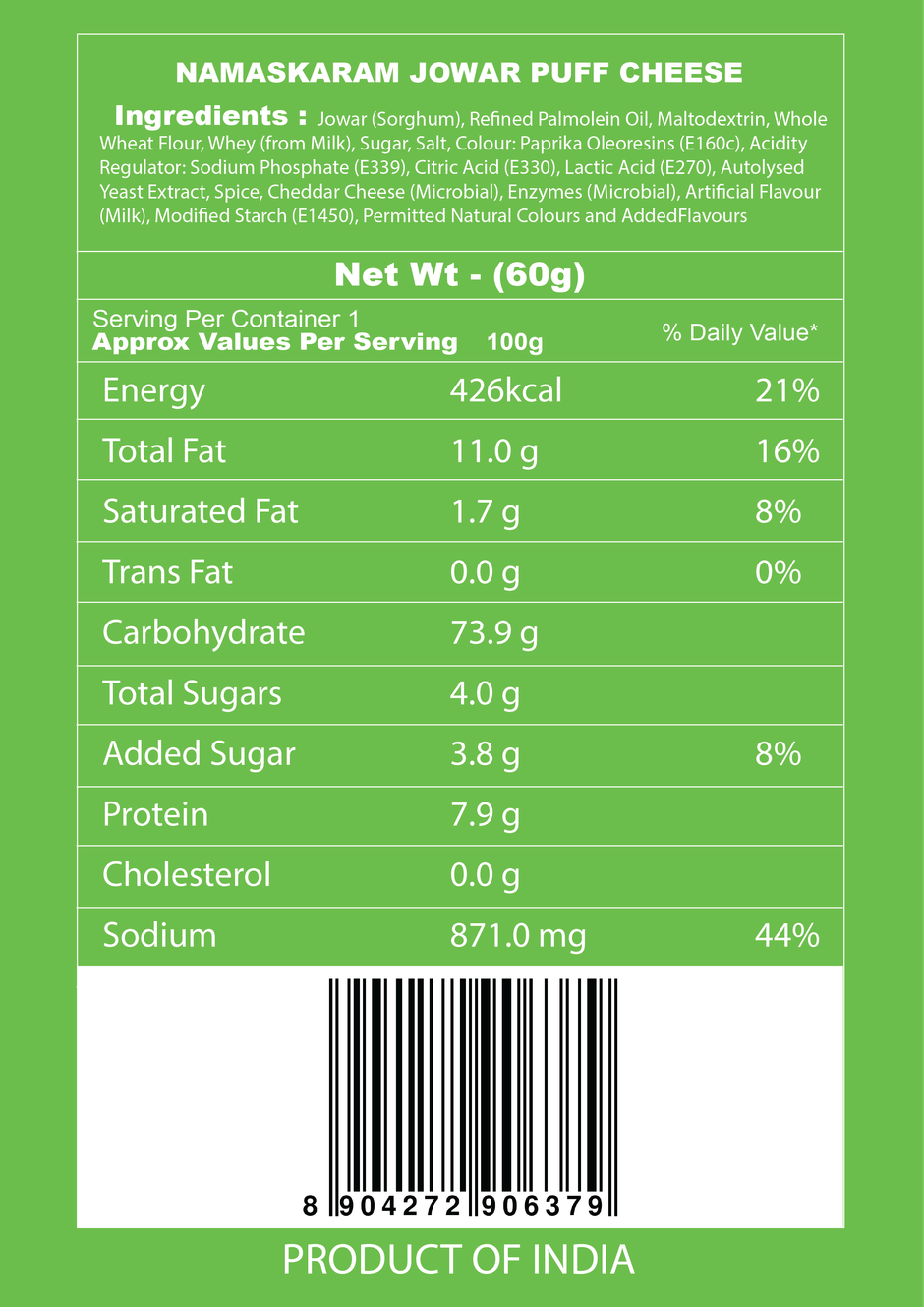 Namaskaram Jowar Puff Cheese