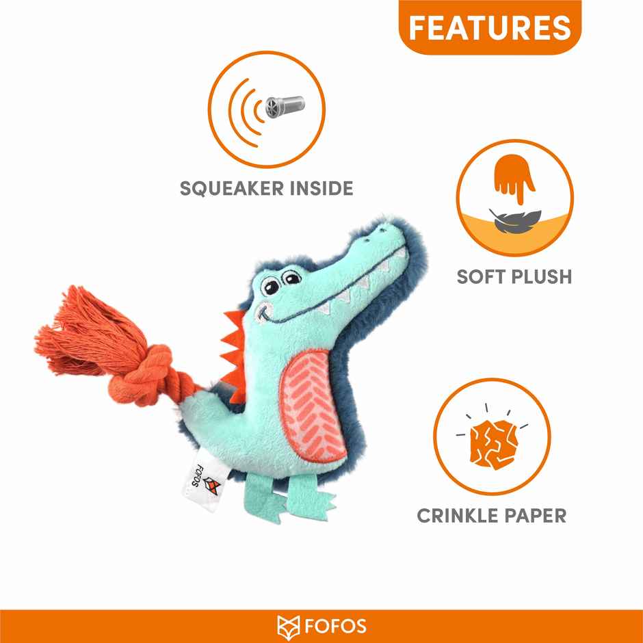 FOFOS Alligator Puppy Toy | Teething Dog Toy | Squeaky Pet Toys | Small Dog Toys For 0-10 Kgs