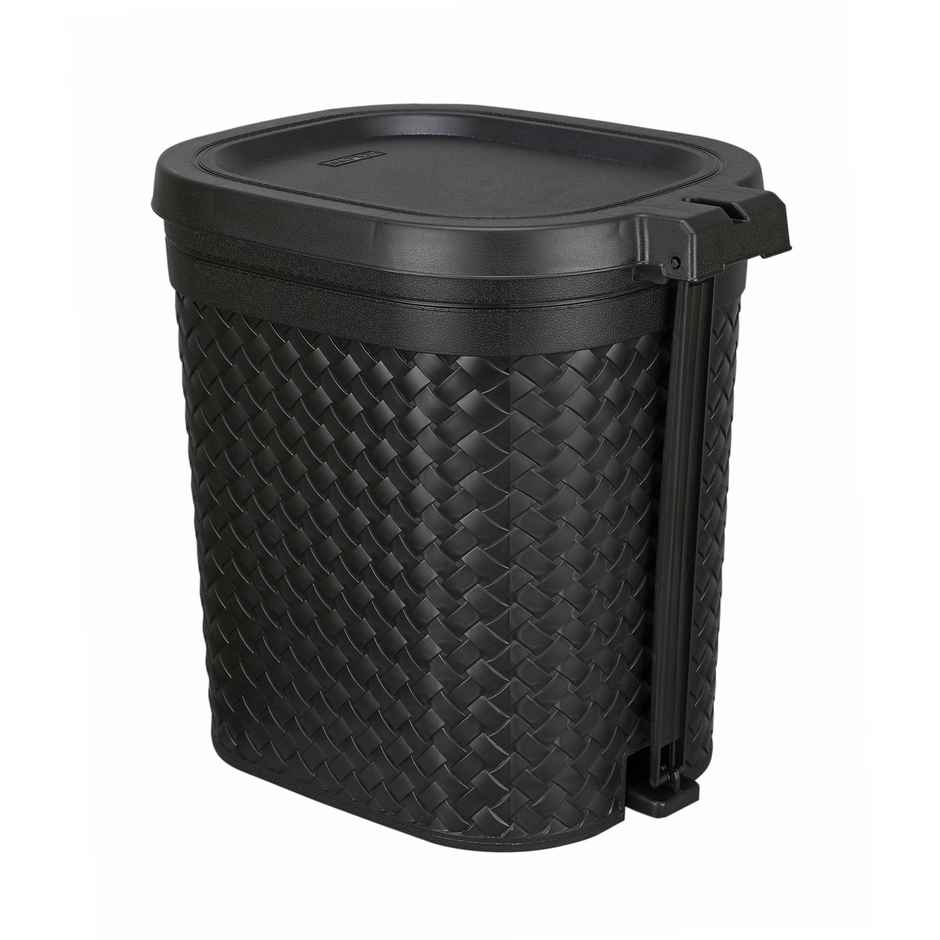 Kolorr Stitch Modern Design 15L Plastic Pedal Waste Bin (Black)