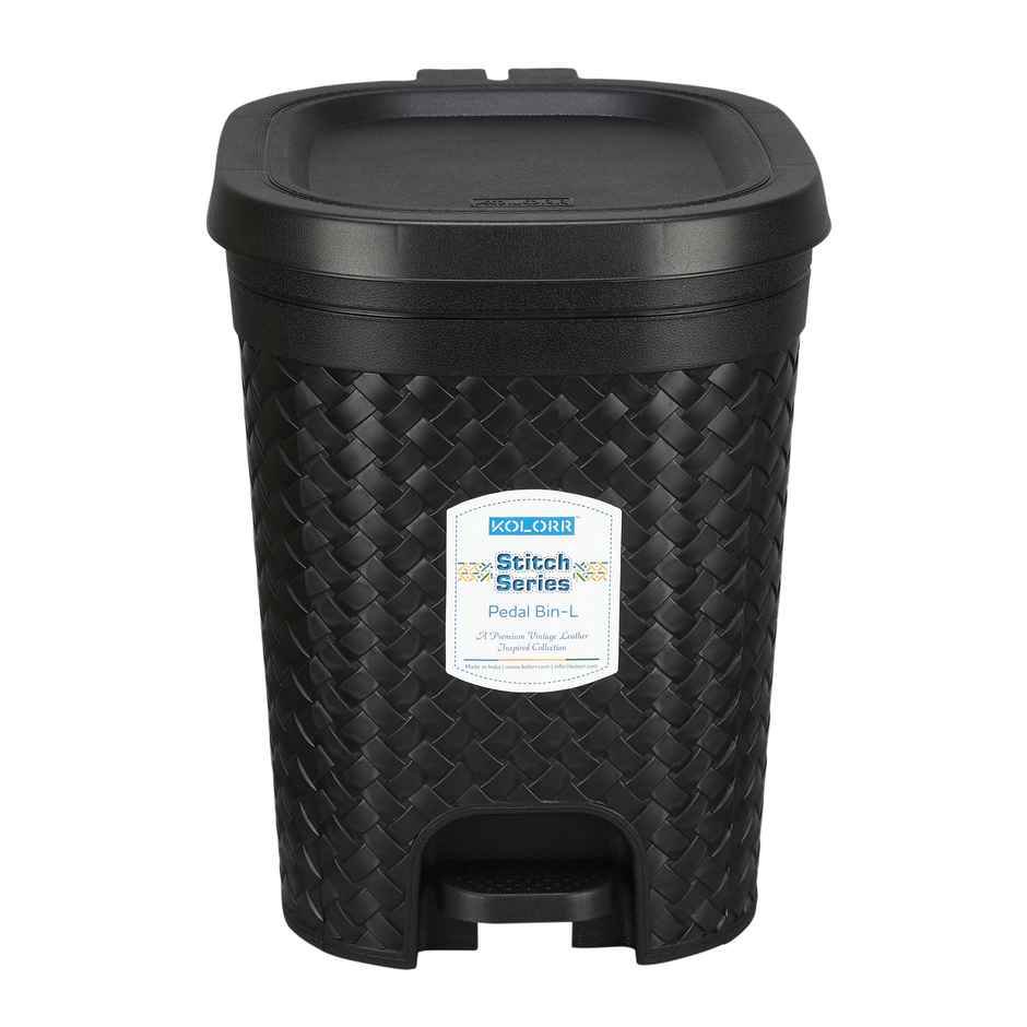 Kolorr Stitch Modern Design 15L Plastic Pedal Waste Bin (Black)