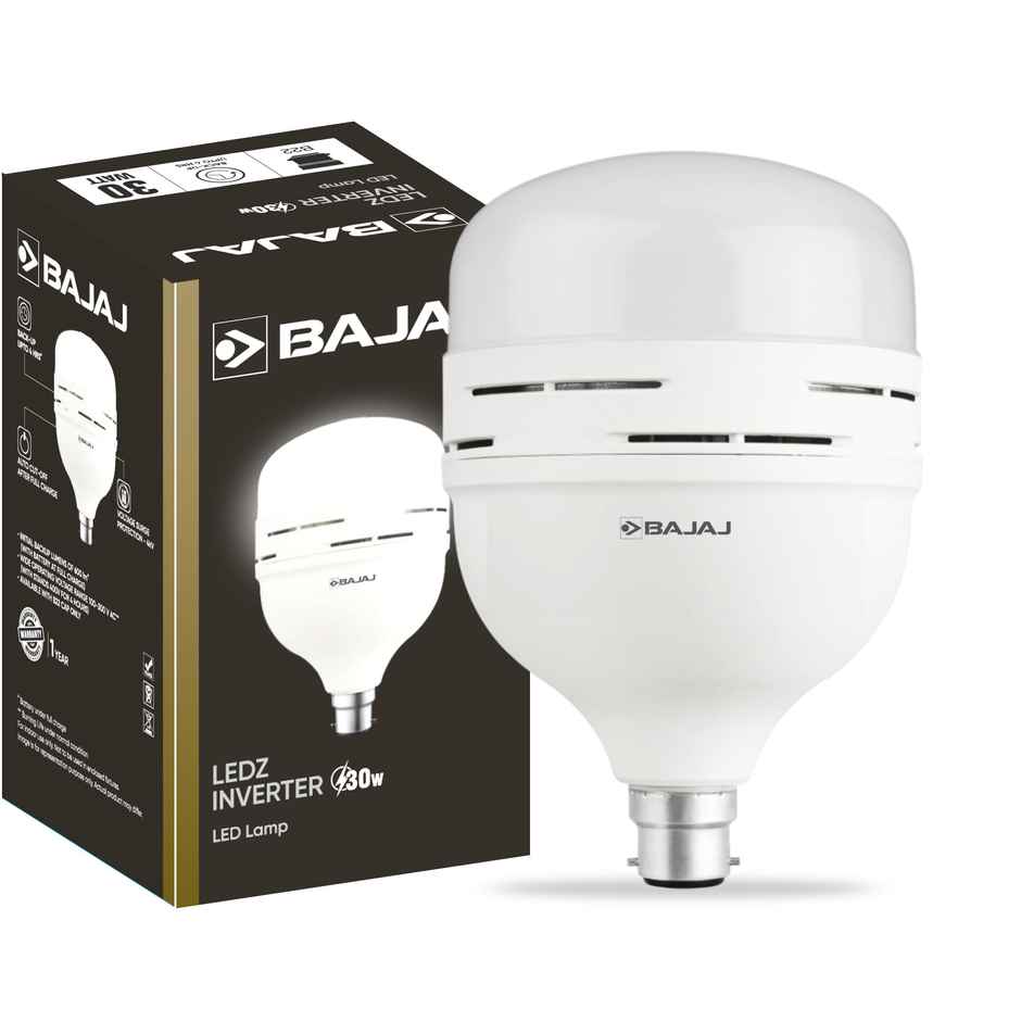 Bajaj LEDZ 30W Rechargeable Emergency Inverter LED Bulb | B22 Base Holder