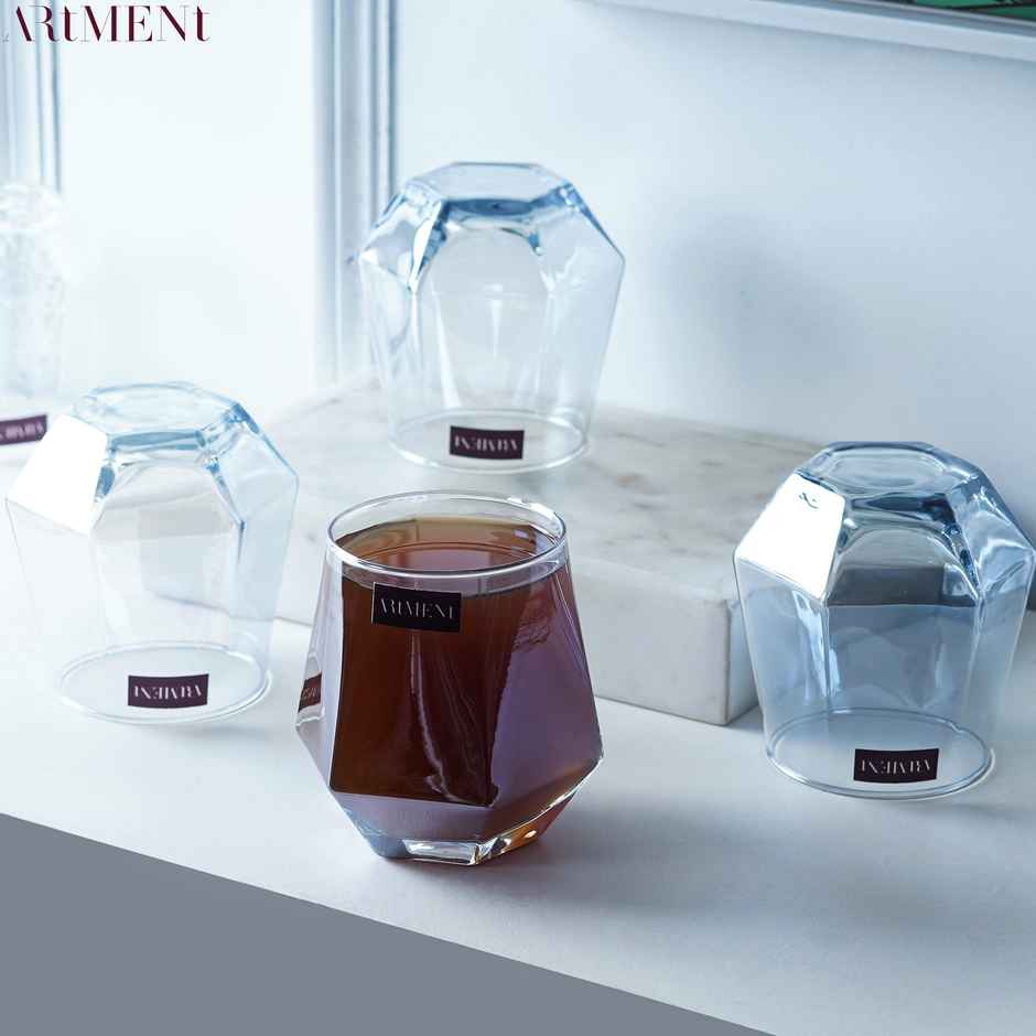 The Artment Minimalist Diamond Whiskey, Scotch, Bourbon Glasses Set of 4 (330 ml)