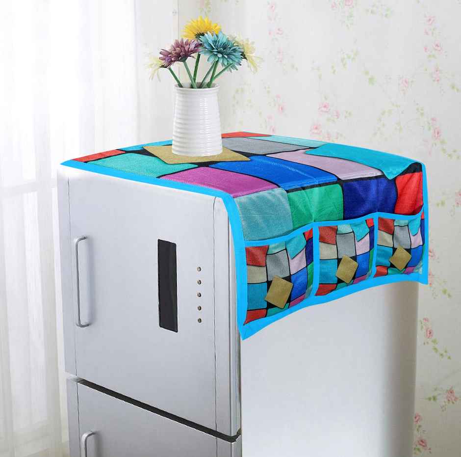 Homeharmony Multi Colour Floral Design Fridge Cover With Six Side Pockets