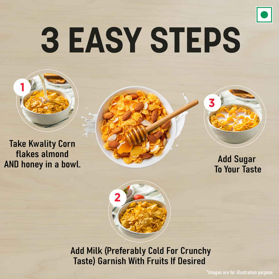 Kwality Corn Flakes With Almond & Honey - Made With Golden Corns