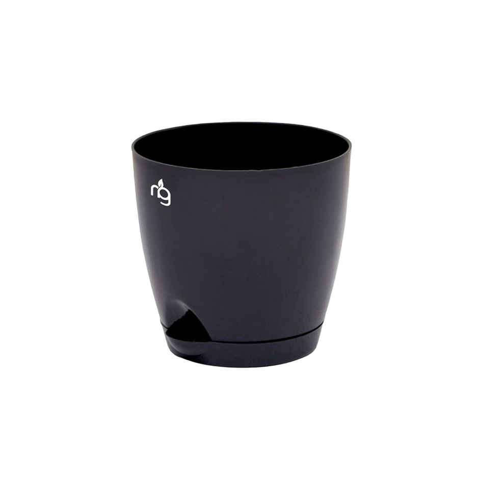Nurturing Green - Self Watering Pot | Set of 1 | Black | Size: 11.5cm x 11cm | Plastic Flower Pots