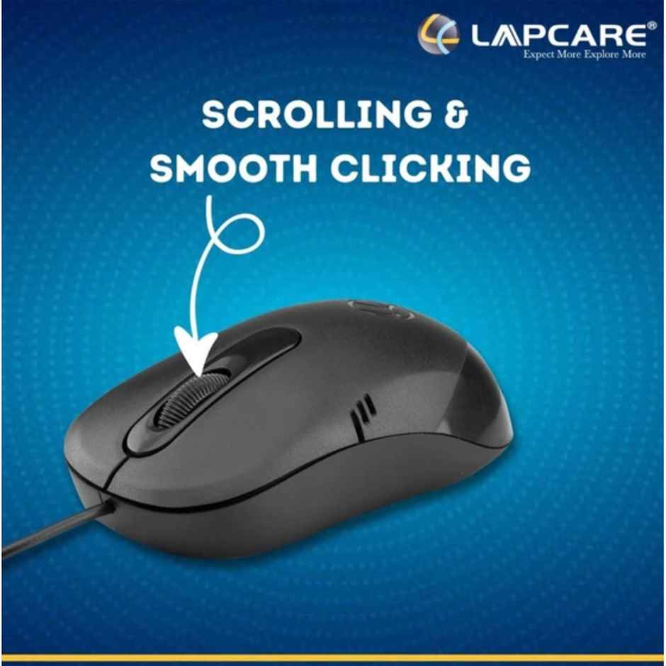 Lapcare Optical Mouse L-60(Ind) 1000 USB Dpi Optical Sensor, Plug & Play, Compatible with Pc, Laptop - Black