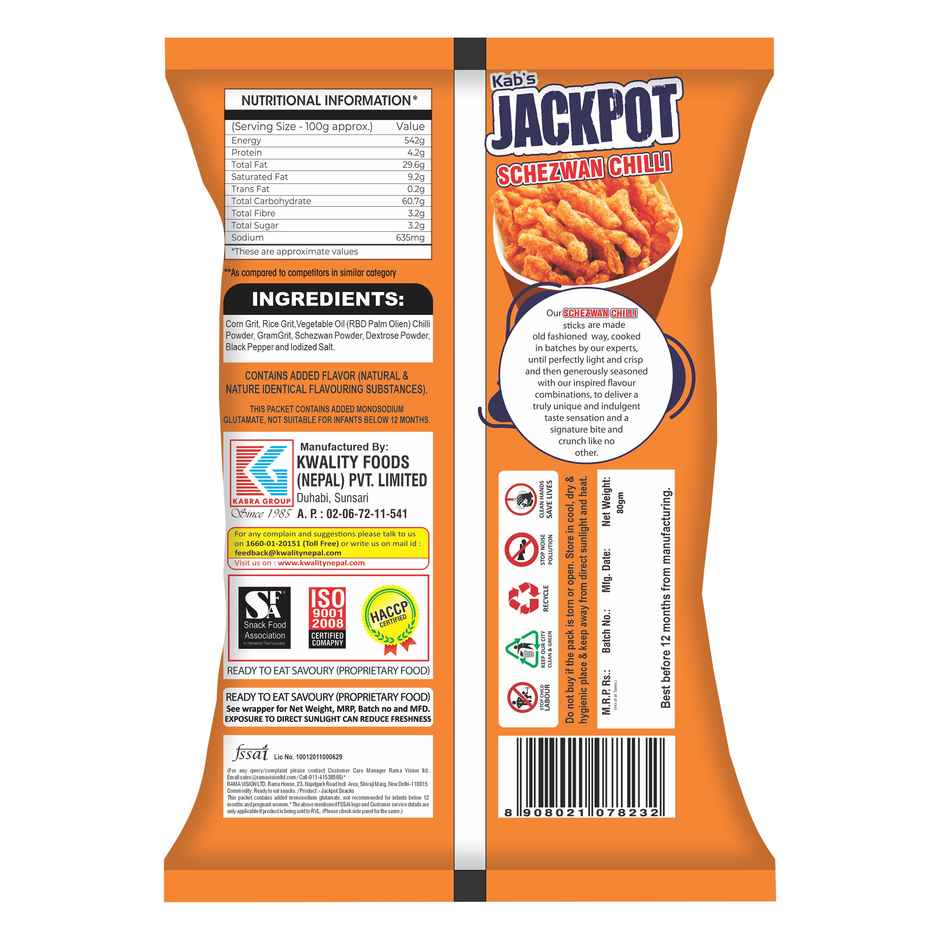 Kab's Jackpot Schezwan Chilli Sticks
