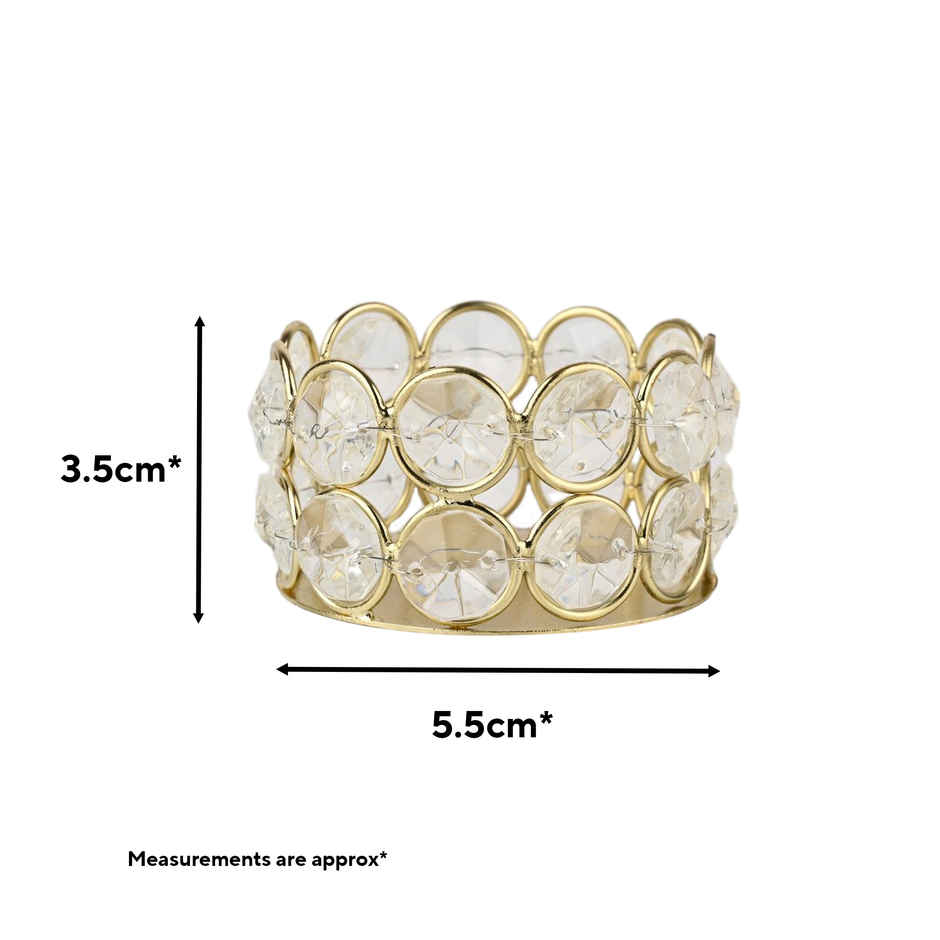 Crystal T-Light Holder | Metal | Gold | Urbanborn