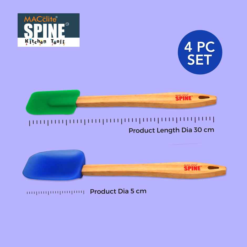 Spine Silicone Combo Set of 4pc |wooden & Pp Stick Spatula