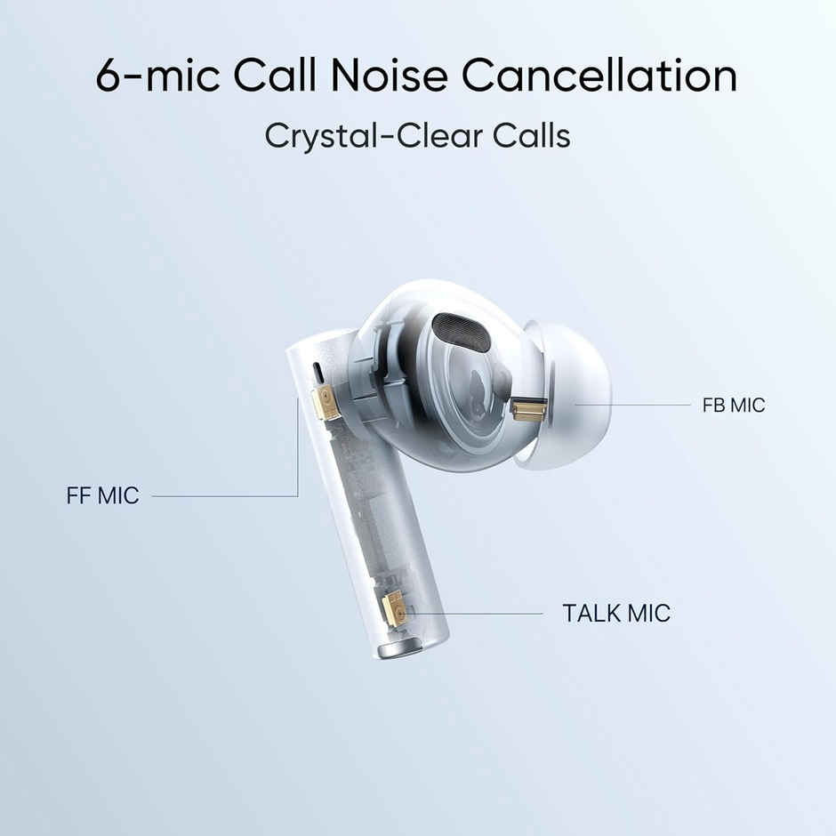 realme in Ear Buds Air 6 Pro with Dual Drivers(11Mm+6Mmtweeter),40 Hours Play Time,Fast Charge,50 Db ANC,Lhdc 5.0,55Ms Low Latency, Spatial Audio,Ip55 Dust&Water Resistant,Bt V5.3(Silver Blue)