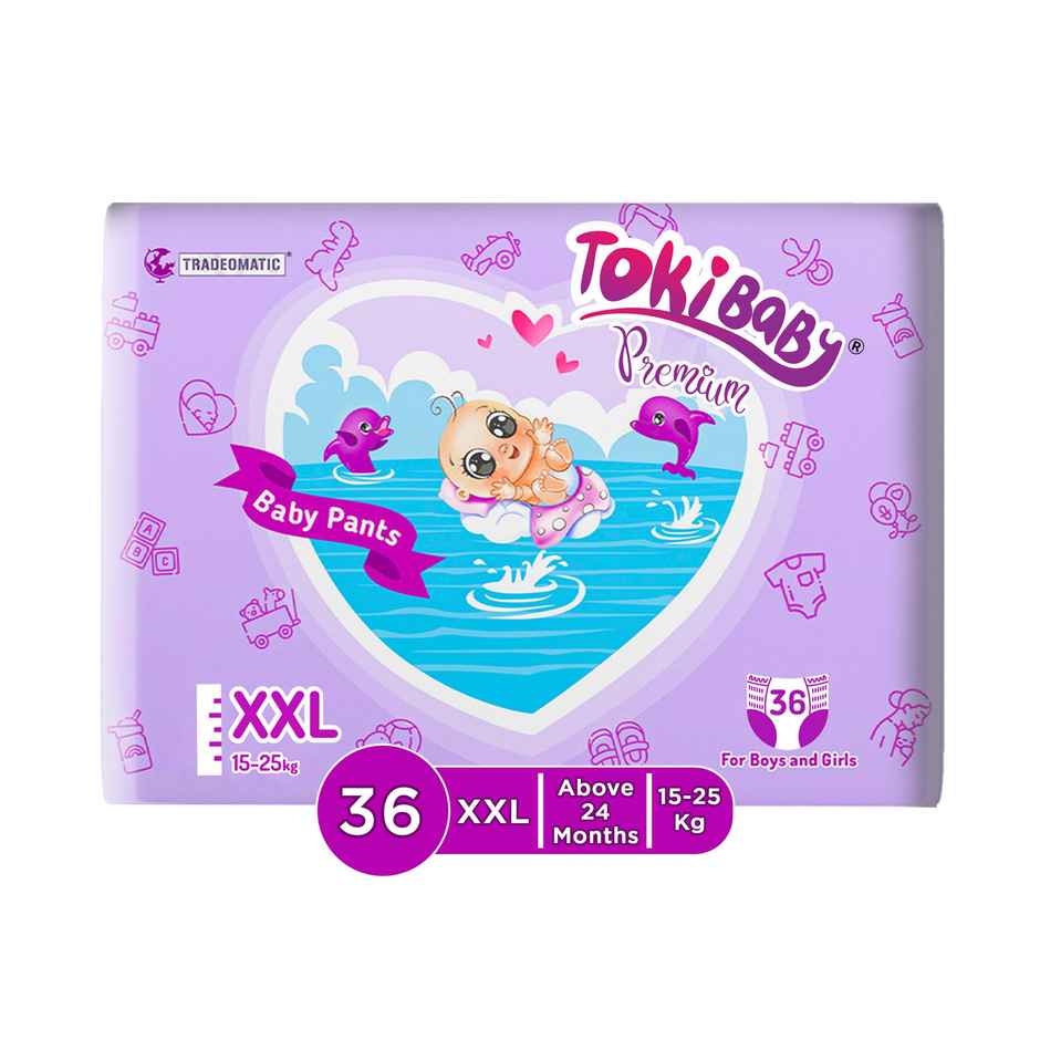 TokiBaby Premium Ultra Thin Pull Up Baby Diaper Pants | Size XXL | 24 Months | Pack Of 36