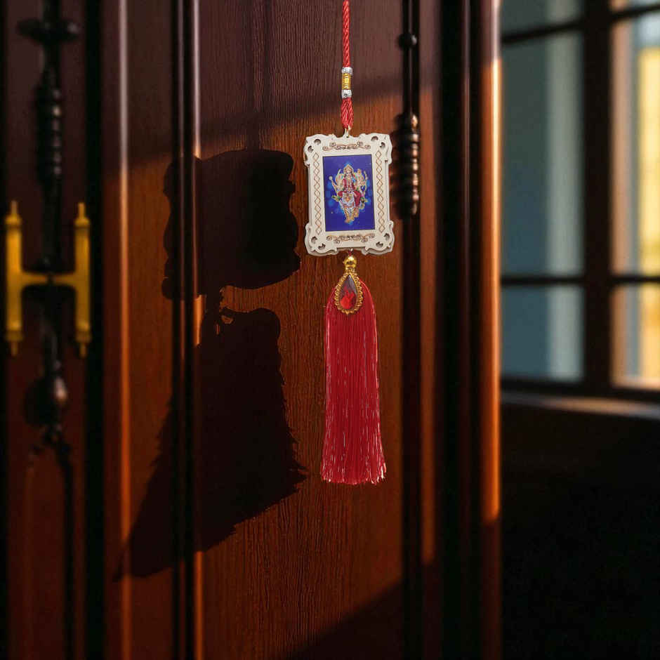 Divine Vibes Square Design Durga Ji Car Hanging Decorative