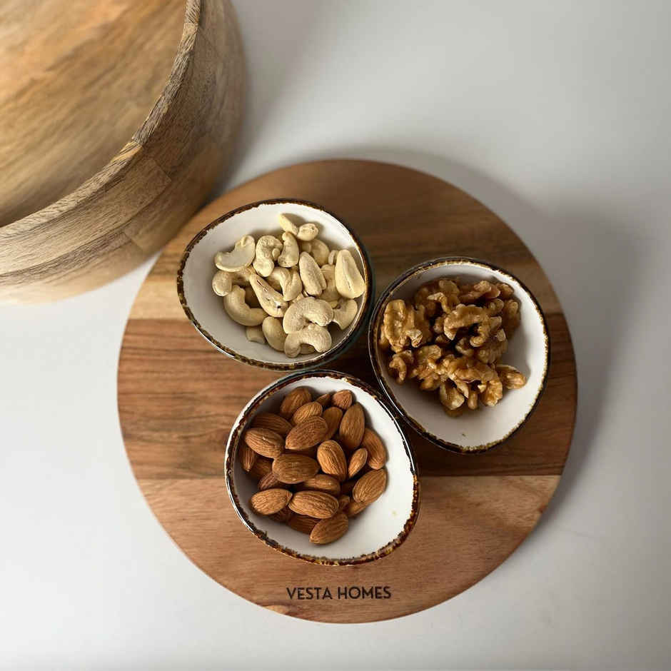 Vesta Homes Wooden Casserole With Lid For Roti, Masala Box, Serving Bowl, Storage Box | 23x23x9 Cm