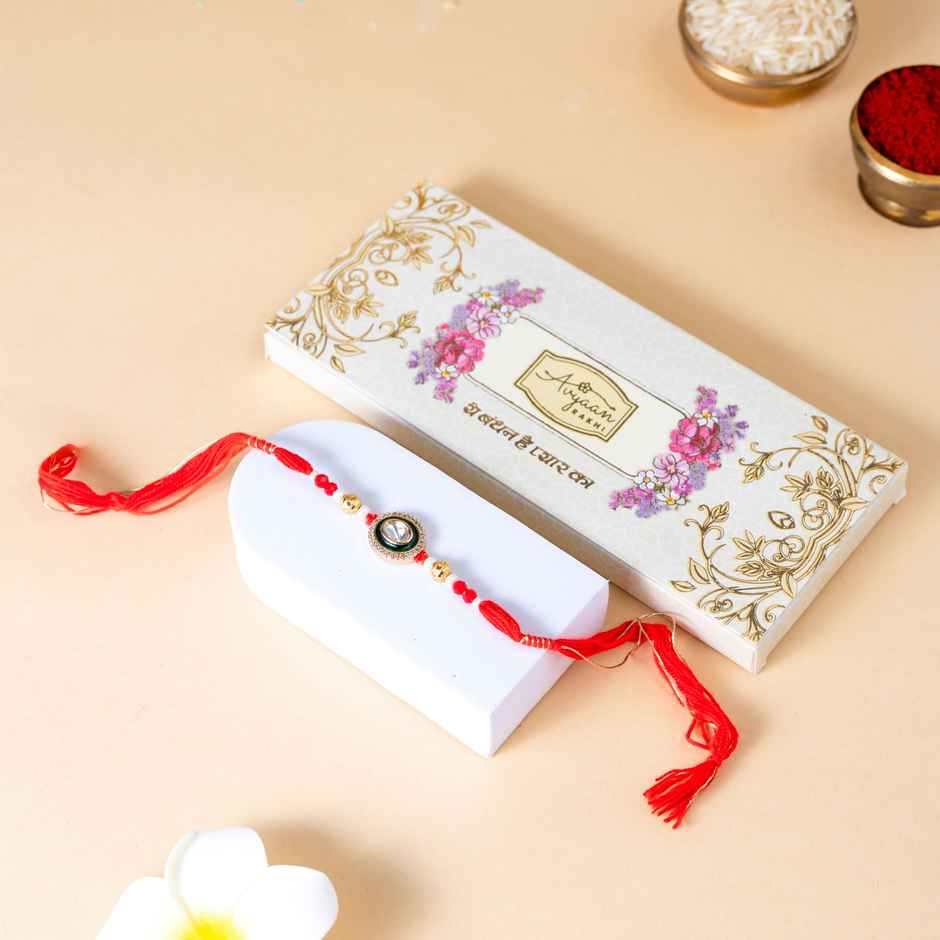 American Diamond Premium A.D. Kundan Rakhi (Avyaan Rakhi) Set of 1