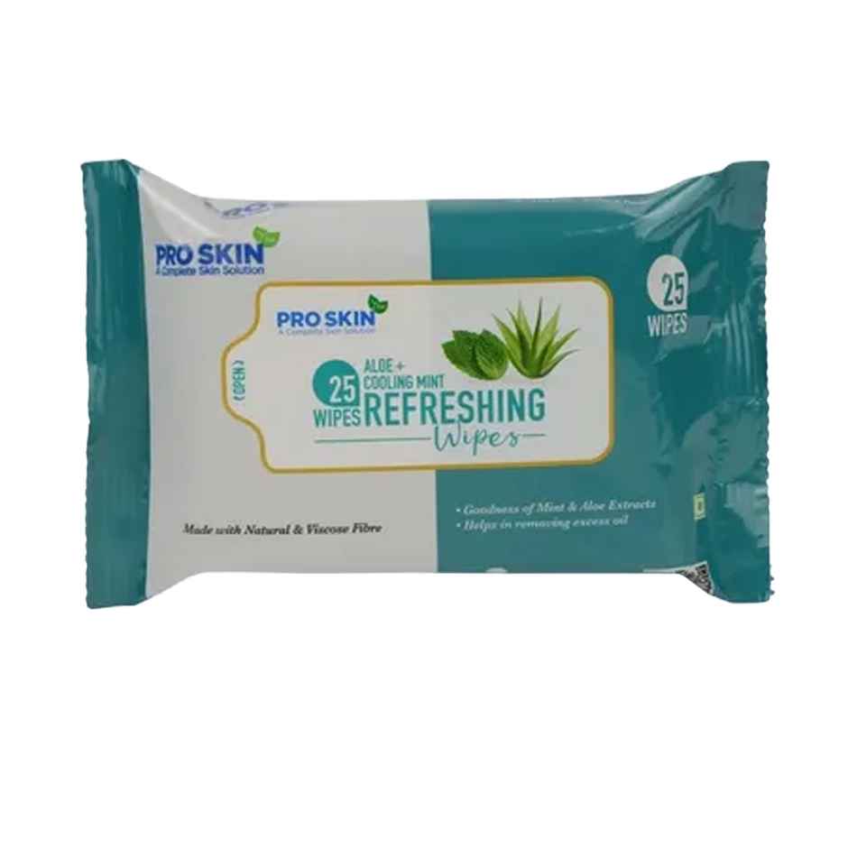 Pro Skin Refreshng Wipes Mint N Aloe(25pc) & Pro Skin Refreshing Wipes Rose Water(25pc) Combo