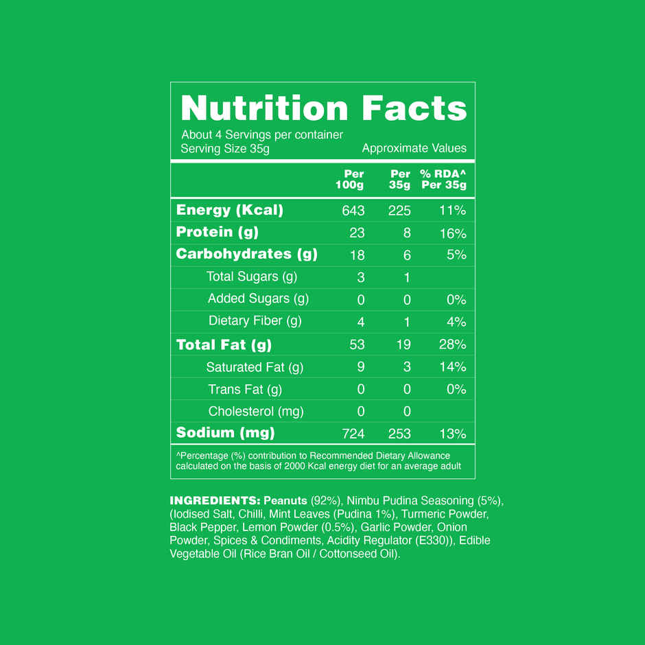 Taali Roasted Nimbu Pudina Peanuts, Premium Quality Bharuchi Nuts, Rich in Protein