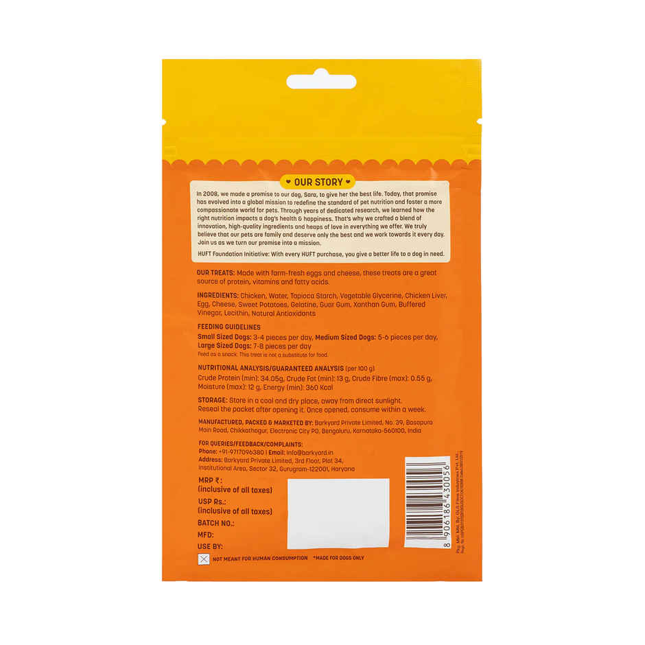 HUFT Yum Nums Egg & Cheese Soft Sticks Treat For Dogs